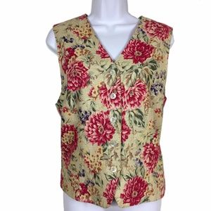 Vintage Floral Cotton Linen Talbot’s Vest Top
